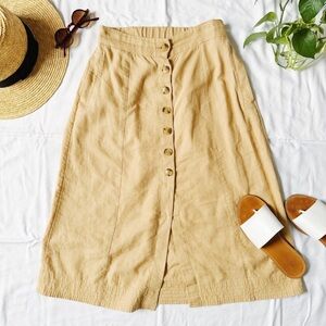 ☃️FINAL SALE UNIVERSAL THREAD • Tan Button-Front Midi Skirt